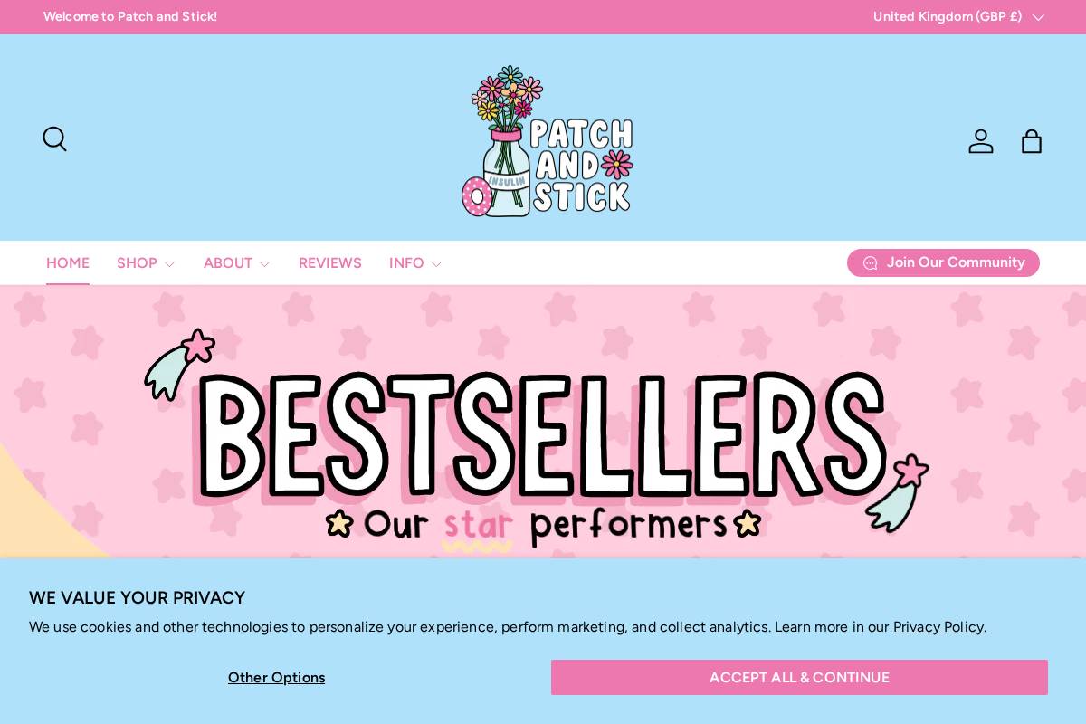 Patch and Stick homepage screenshot