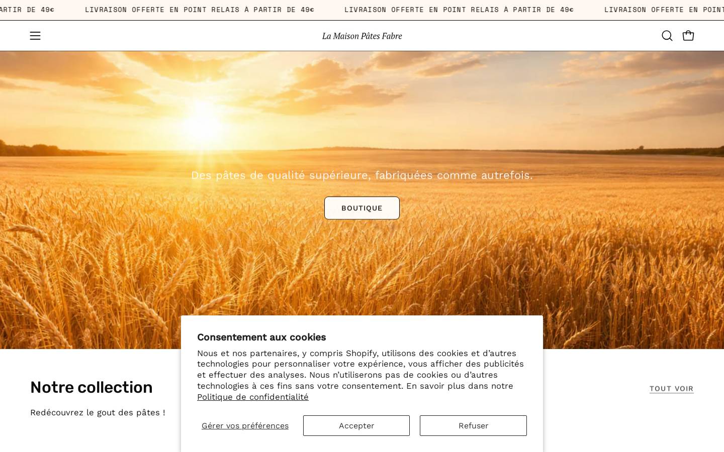 pates-fabre.com homepage screenshot