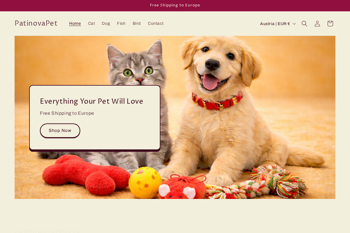 PatinovaPet homepage screenshot