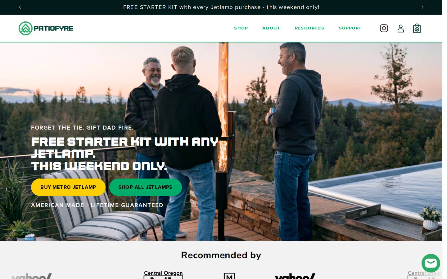 patiofyre.com homepage screenshot