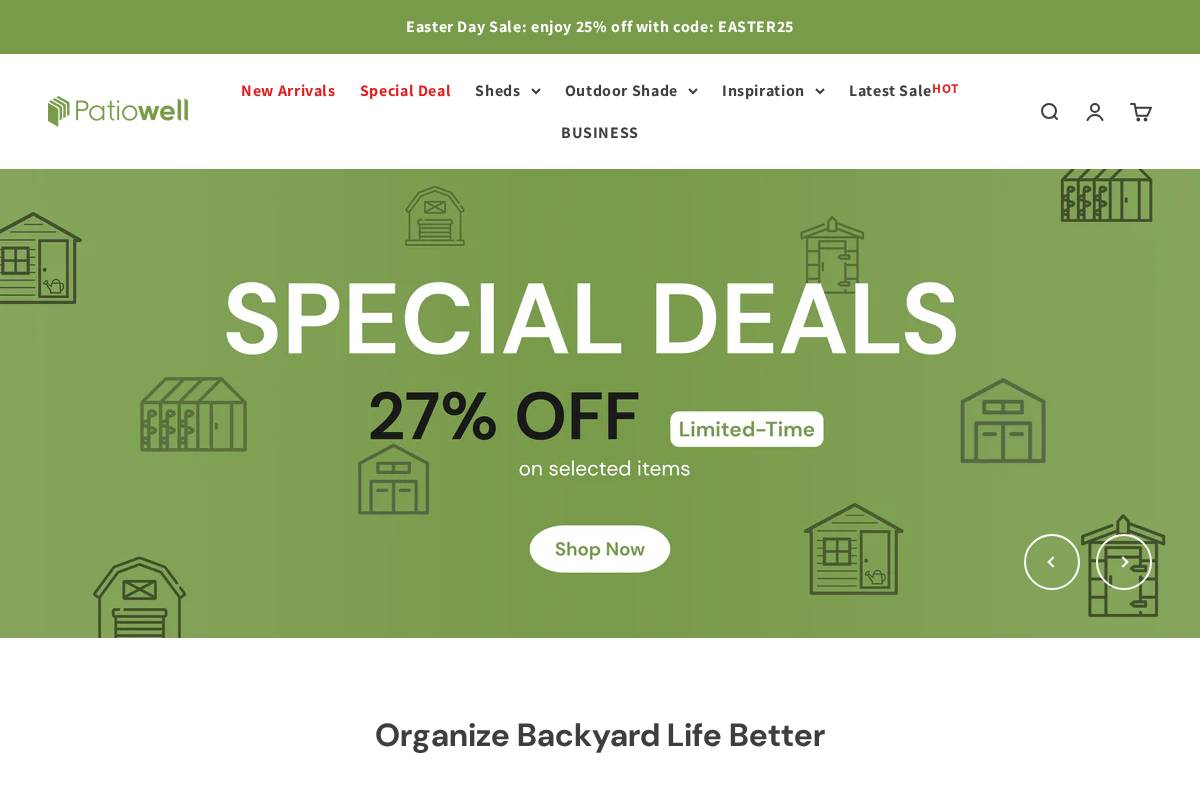 Patiowell homepage screenshot