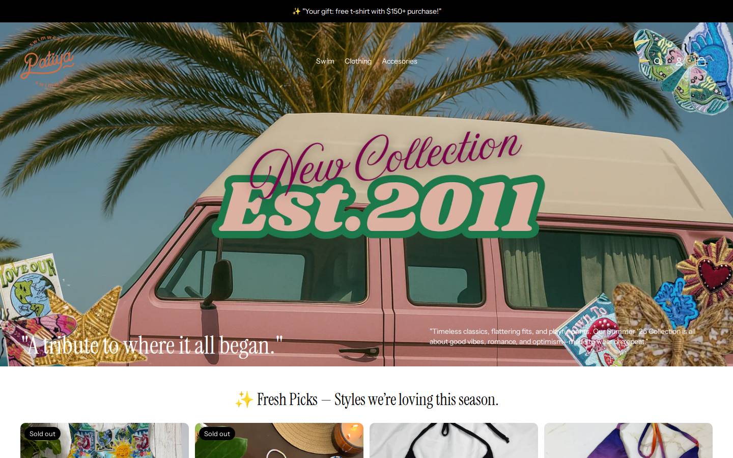 patiyaswimwear.com homepage screenshot