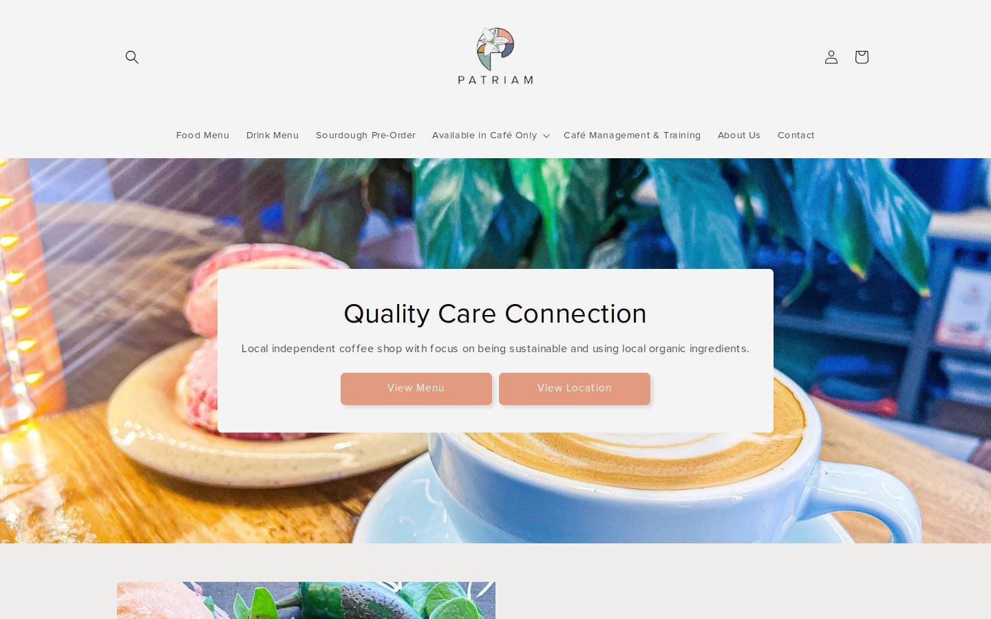 patriamcoffee.com homepage screenshot