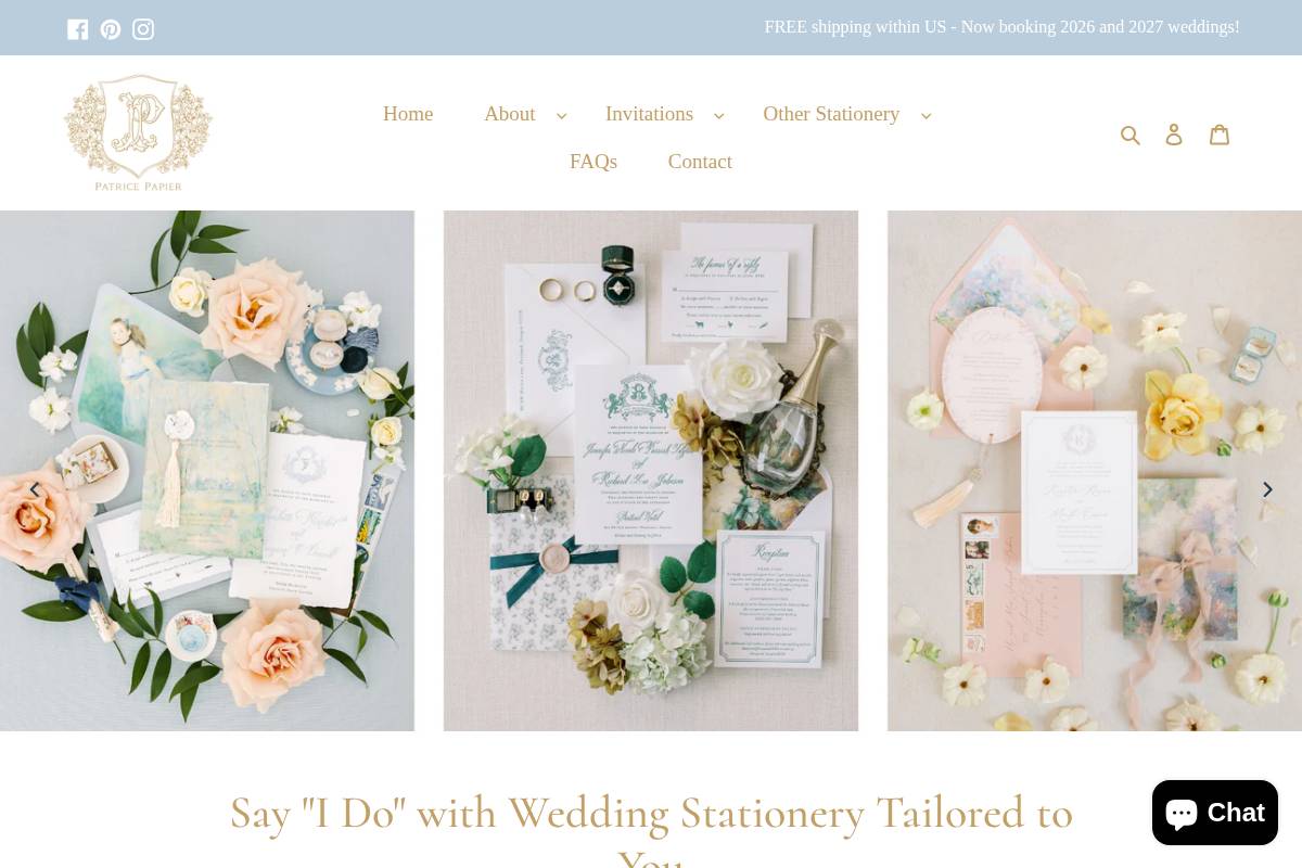 patricepapier.com homepage screenshot