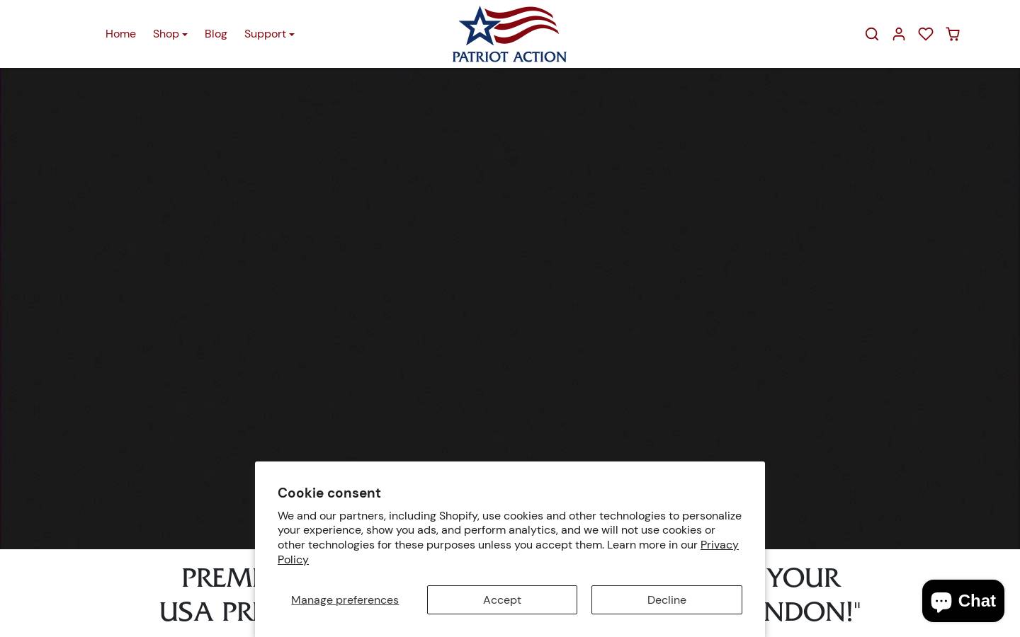 patriotactionapparel.com homepage screenshot