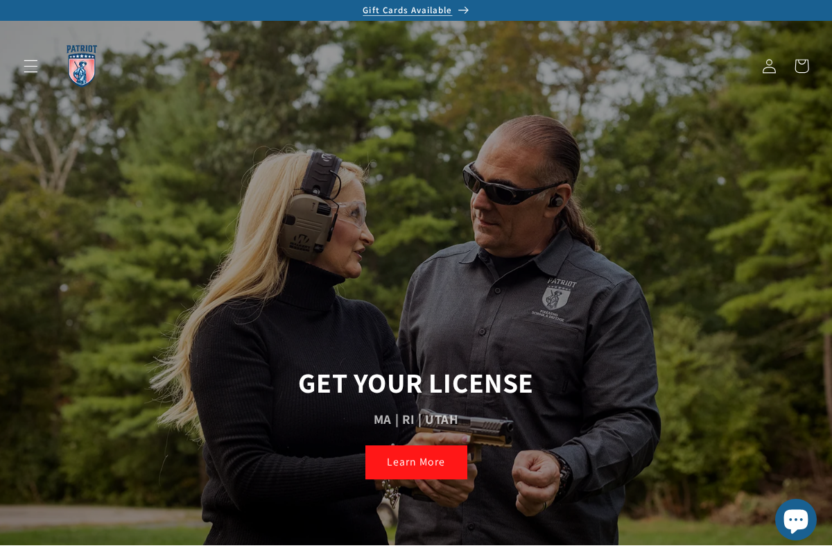 Patriot Firearms School & Defense LLC homepage screenshot