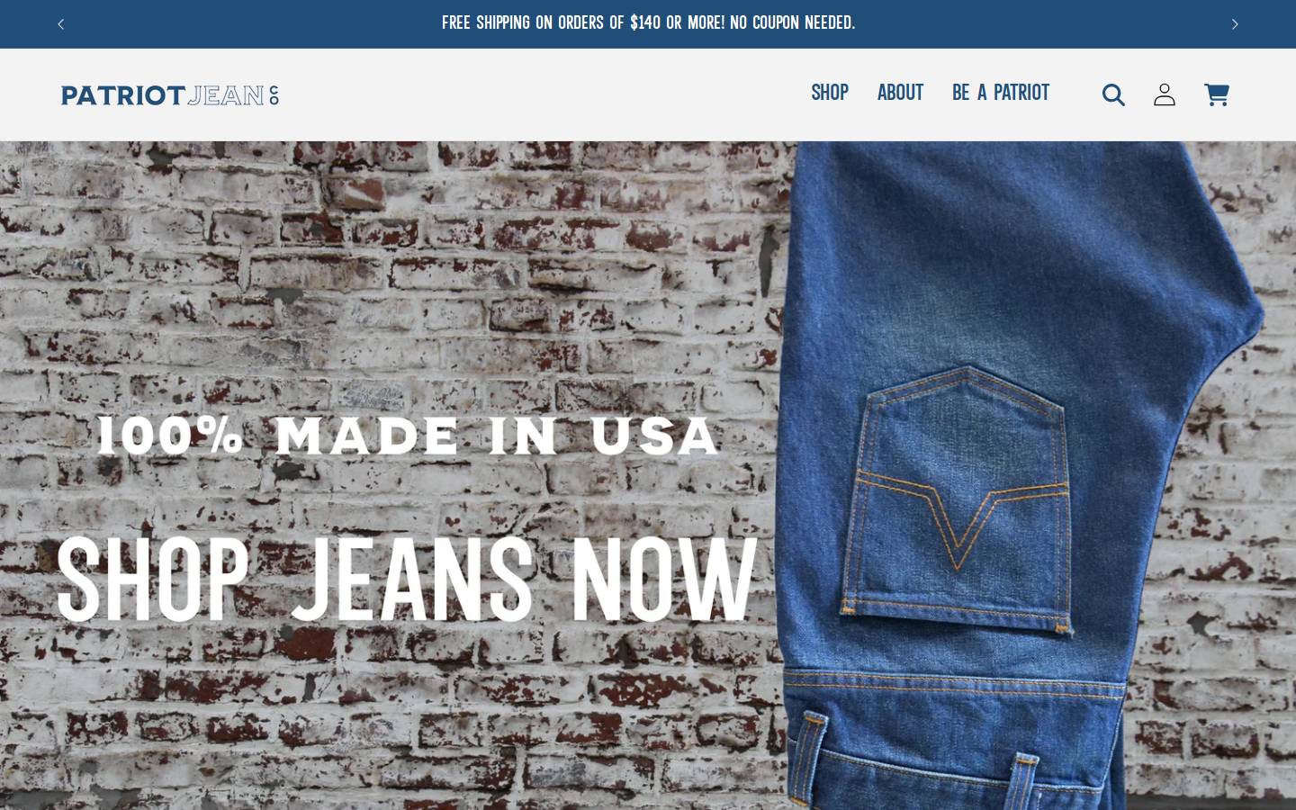 patriotjeanco.com homepage screenshot