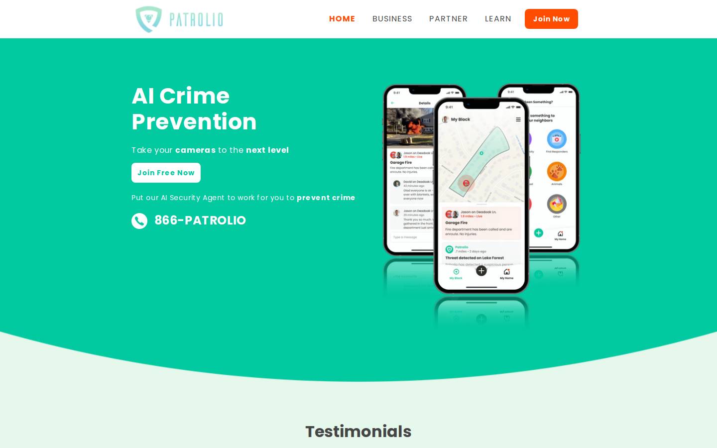 patrolio.com homepage screenshot