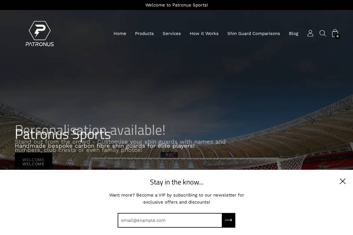 patronus-sports.com homepage screenshot