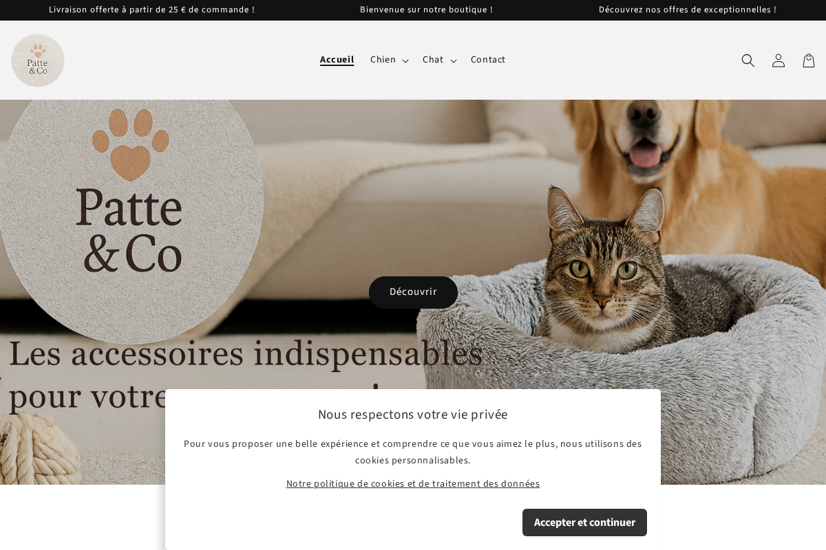 Patte & compagnie homepage screenshot