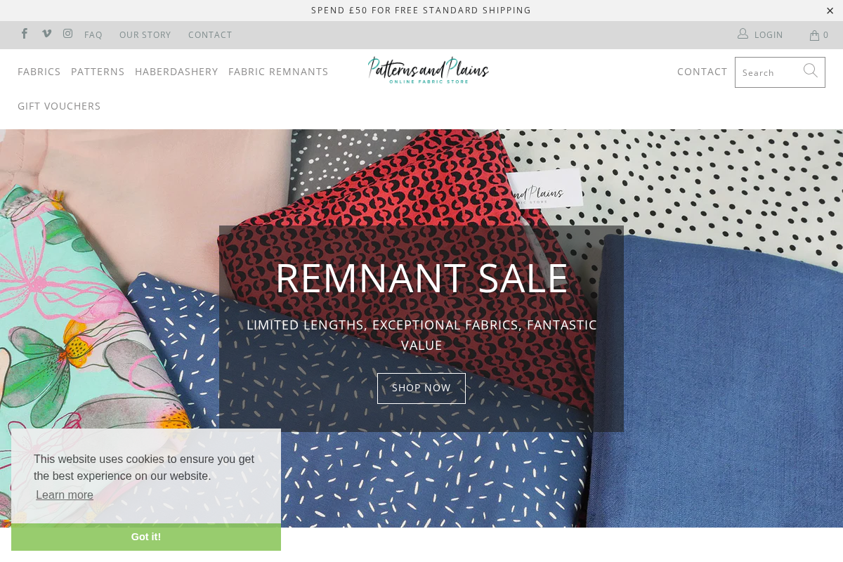 patternsandplains.com homepage screenshot