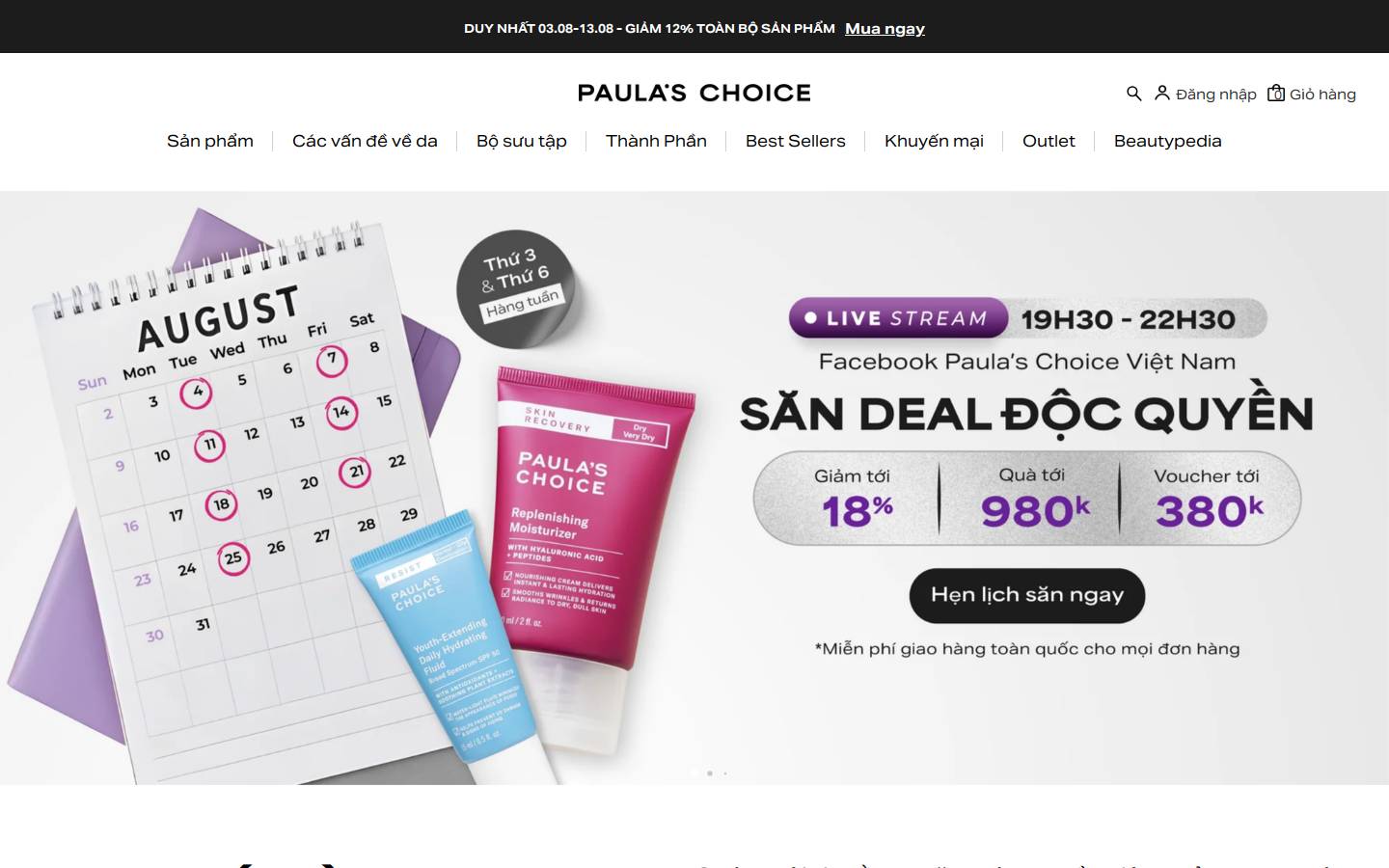 Paula's Choice, LLC - US and Canada homepage screenshot