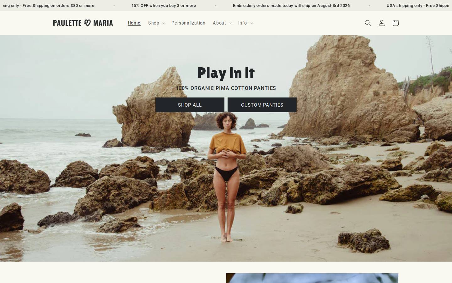 pauletteandmaria.com homepage screenshot