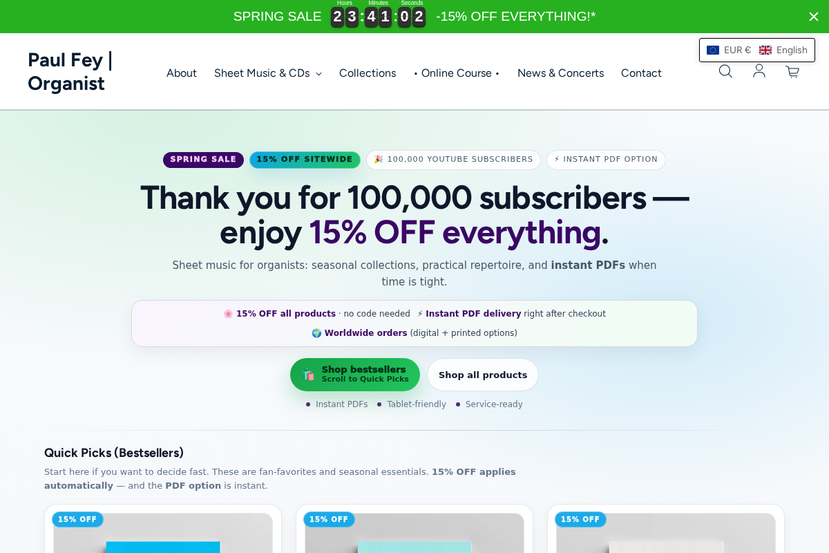 Paul Fey | Organist homepage screenshot