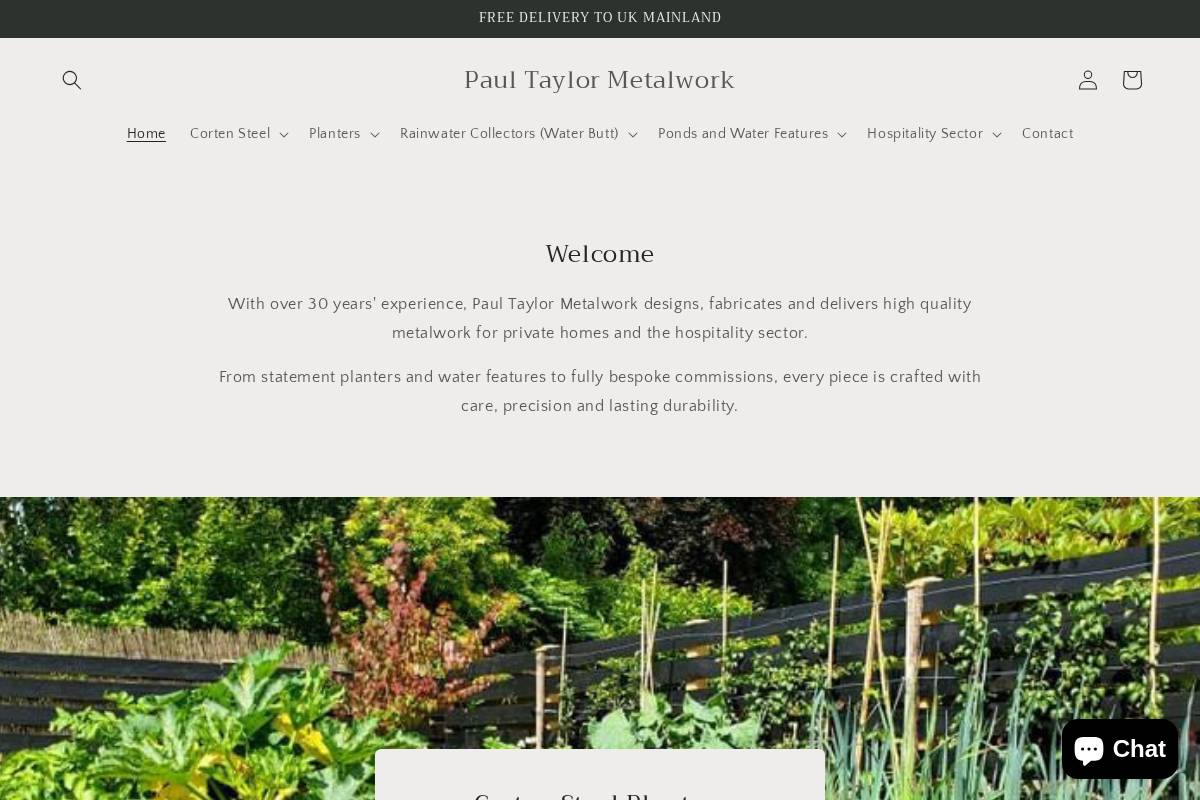 paultaylormetalwork.com homepage screenshot