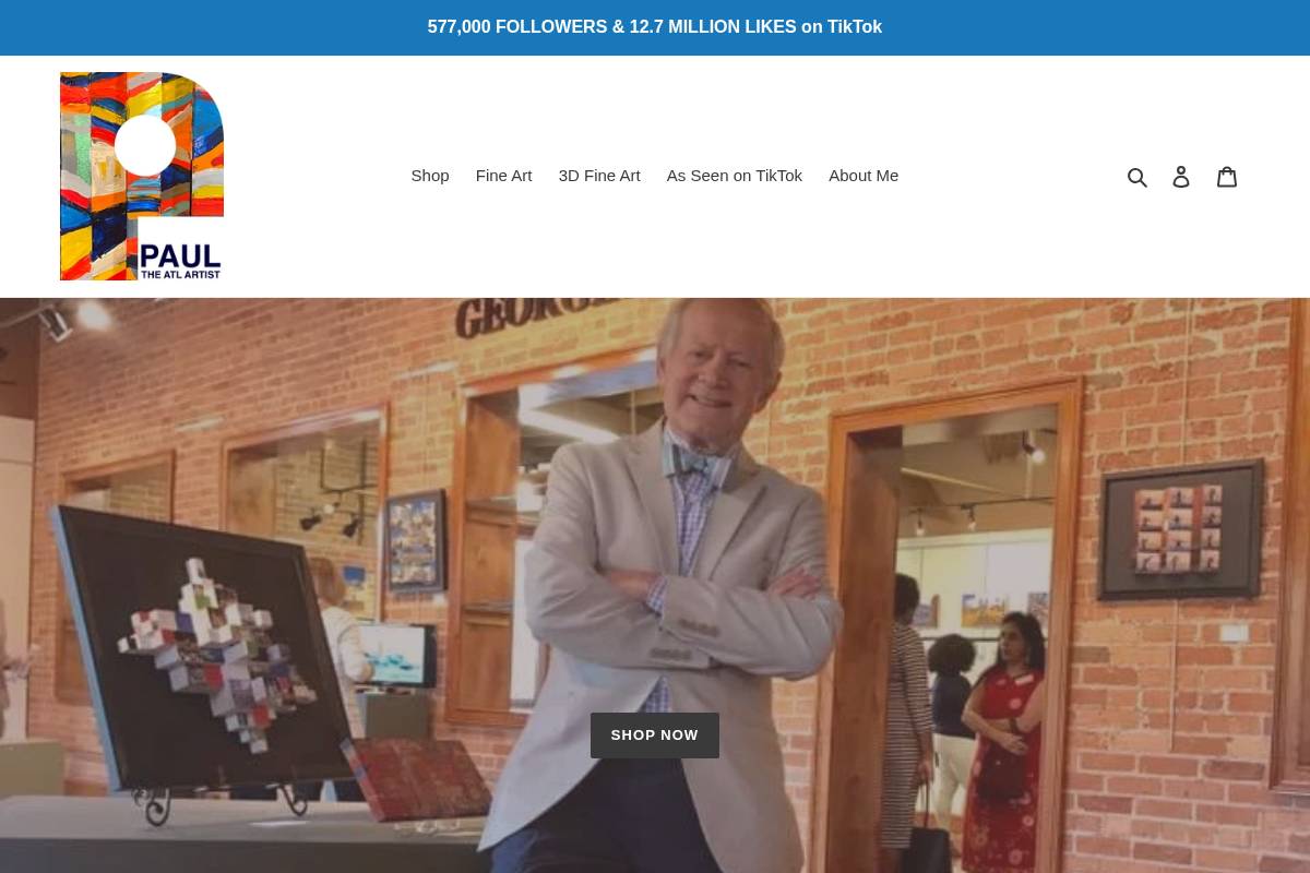 paultheatlartist.com homepage screenshot