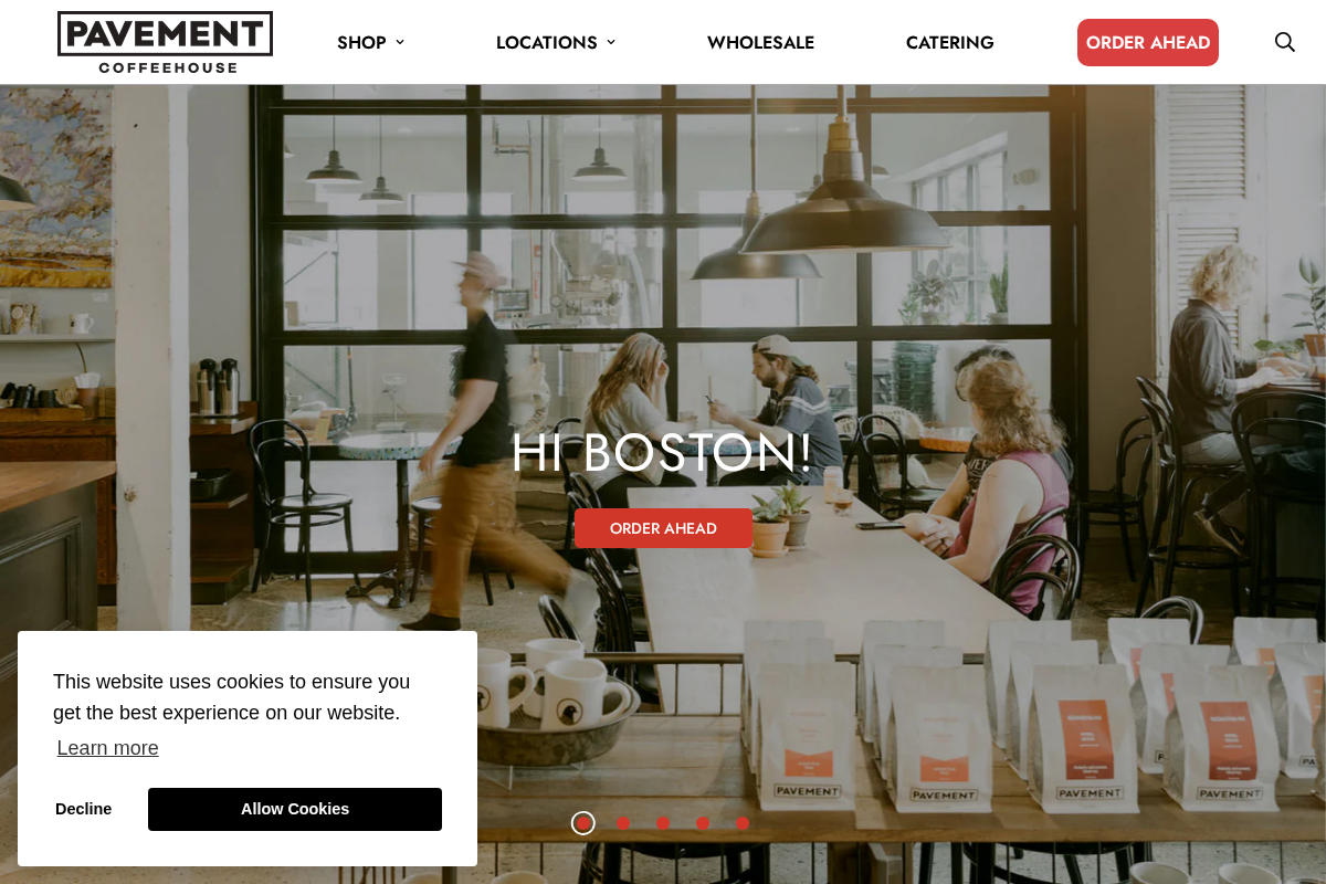 Pavement Coffeehouse homepage screenshot