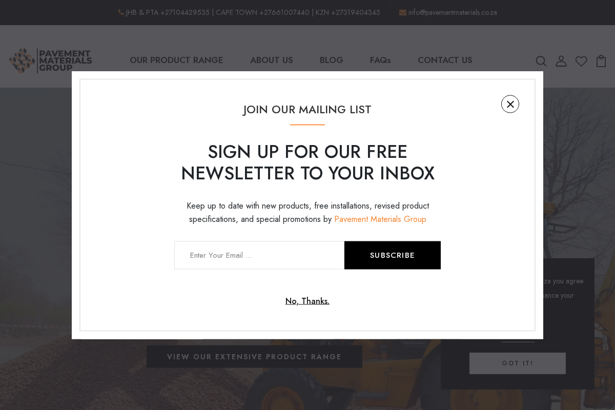 Pavement Materials Group homepage screenshot