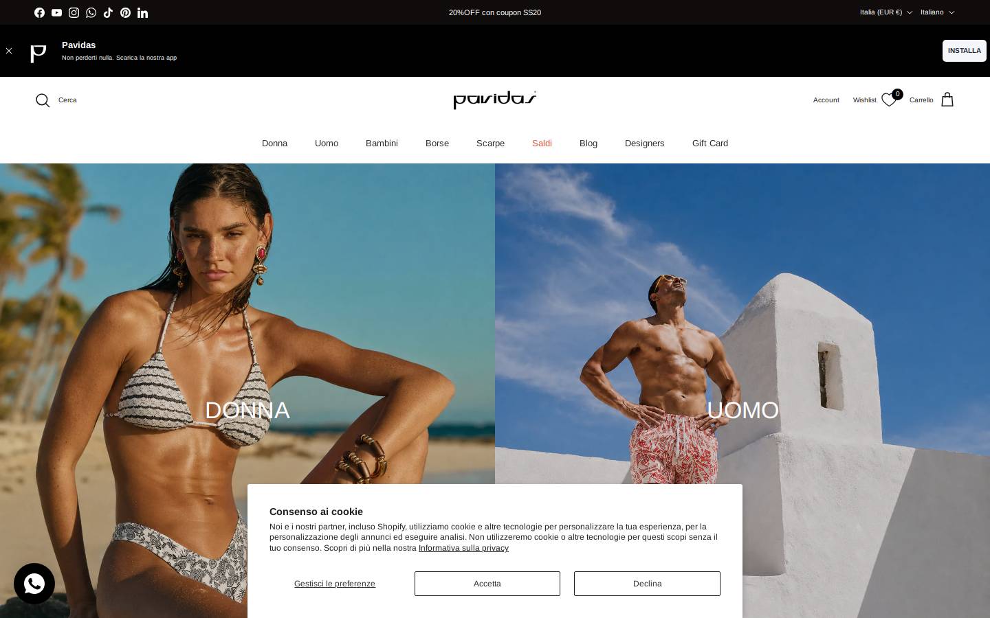 Pavidas homepage screenshot