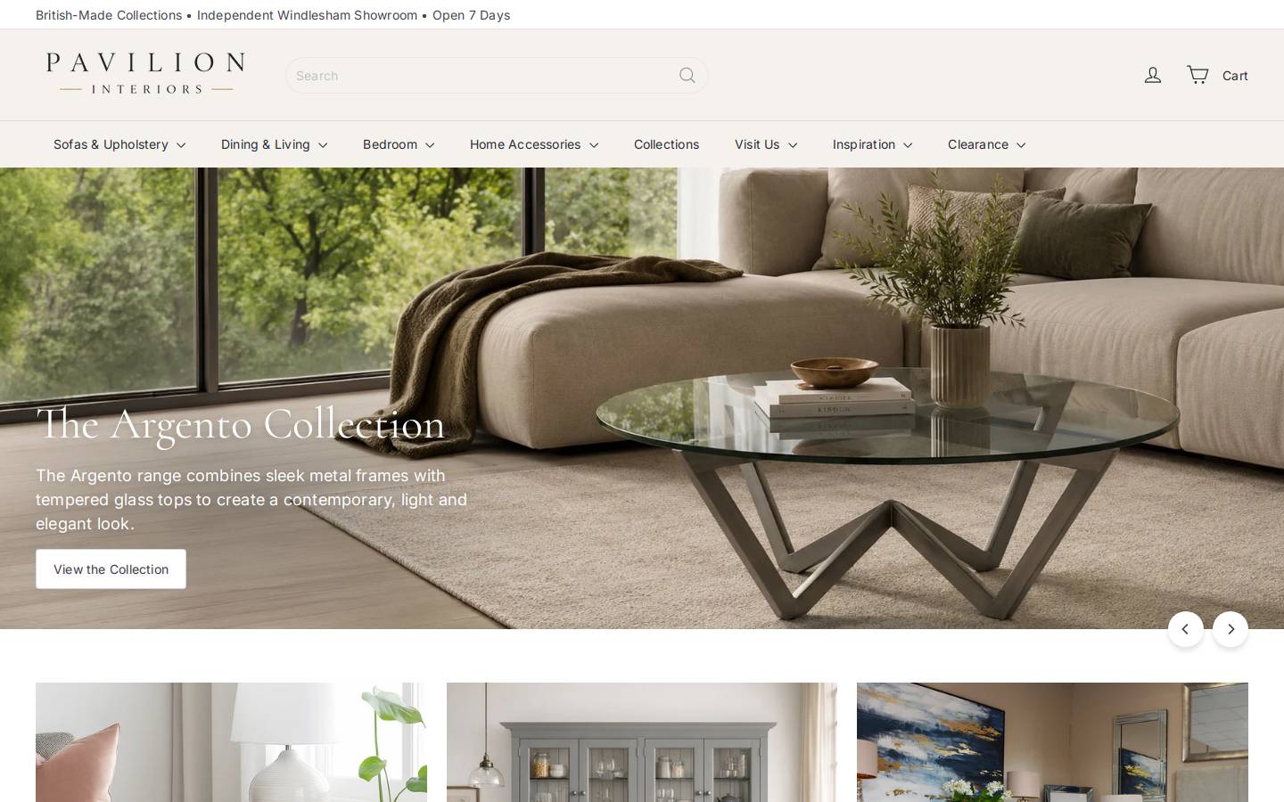 pavilioninteriors.co.uk homepage screenshot