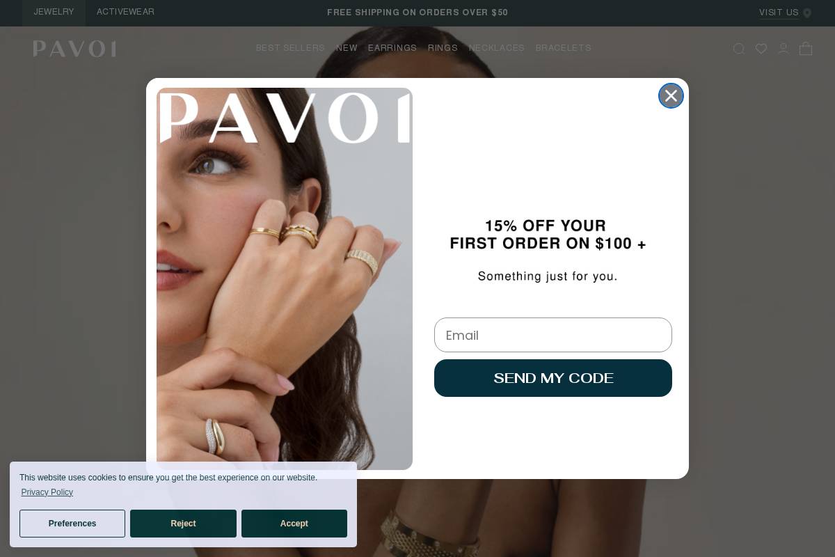 Pavoi homepage screenshot
