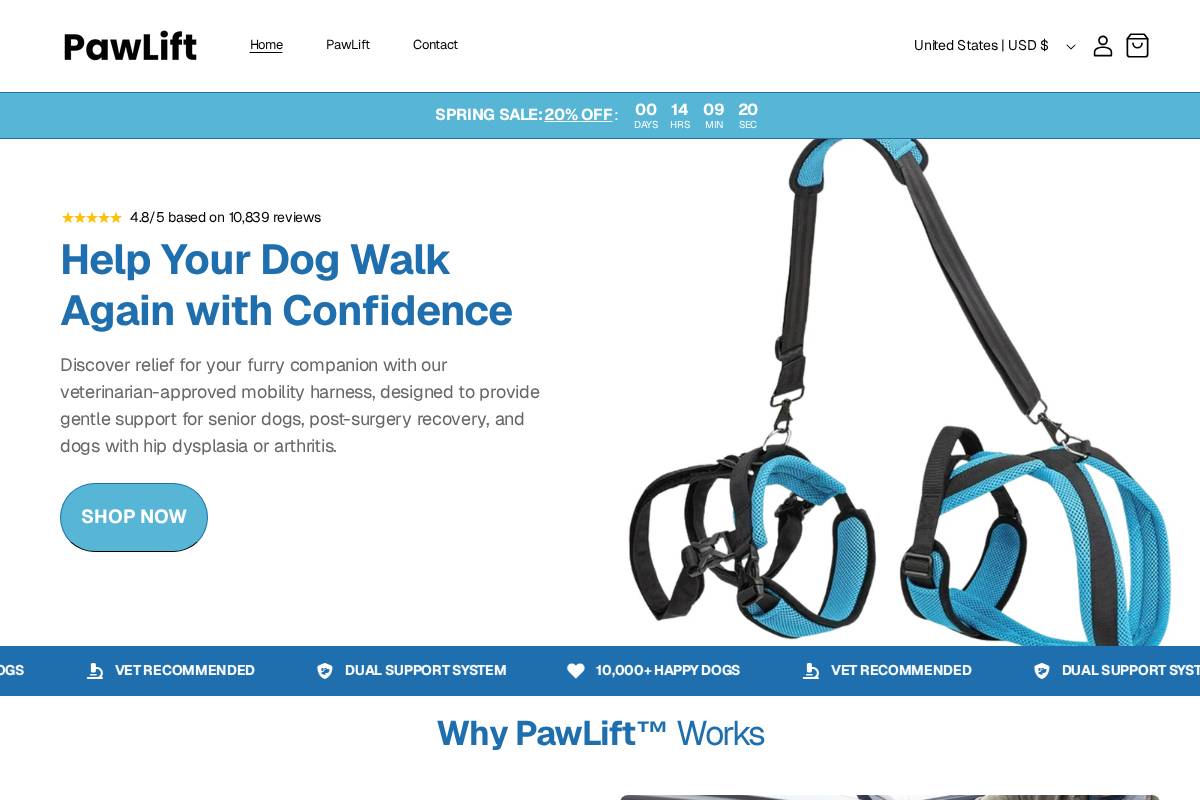 paw-lift.com homepage screenshot