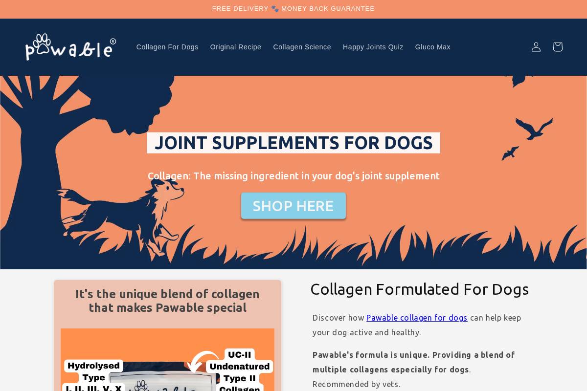 Pawable homepage screenshot