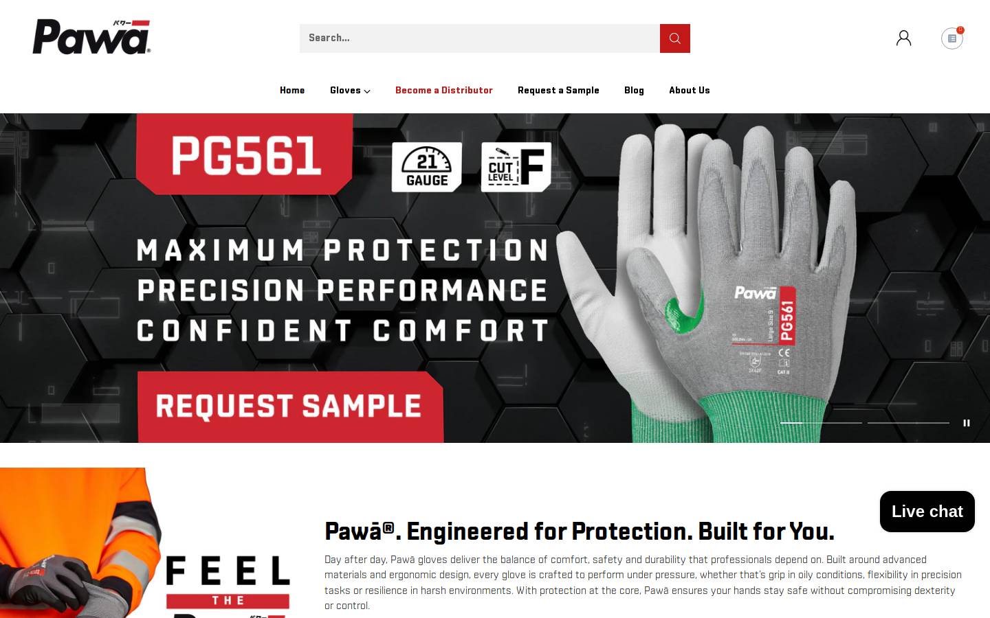 pawagloves.com homepage screenshot