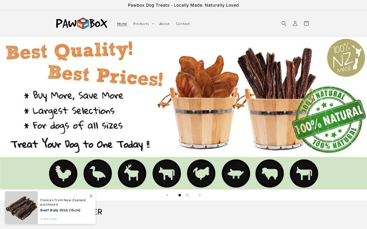 pawbox.co.nz homepage screenshot