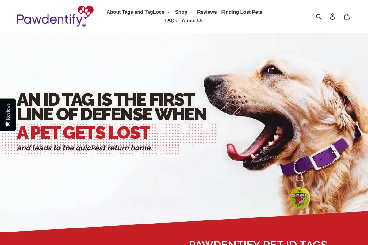 pawdentify.com homepage screenshot