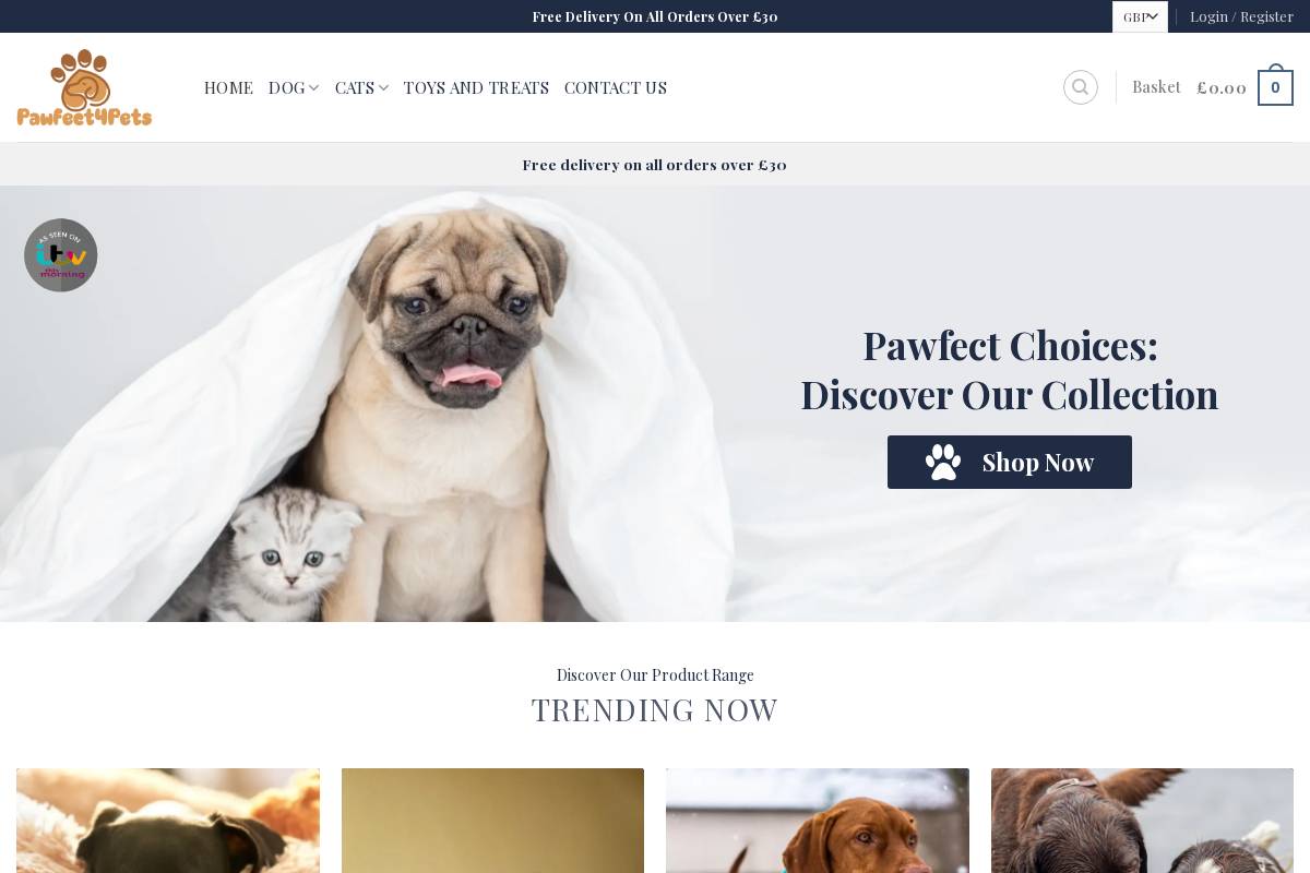 pawfect4pets.co.uk homepage screenshot