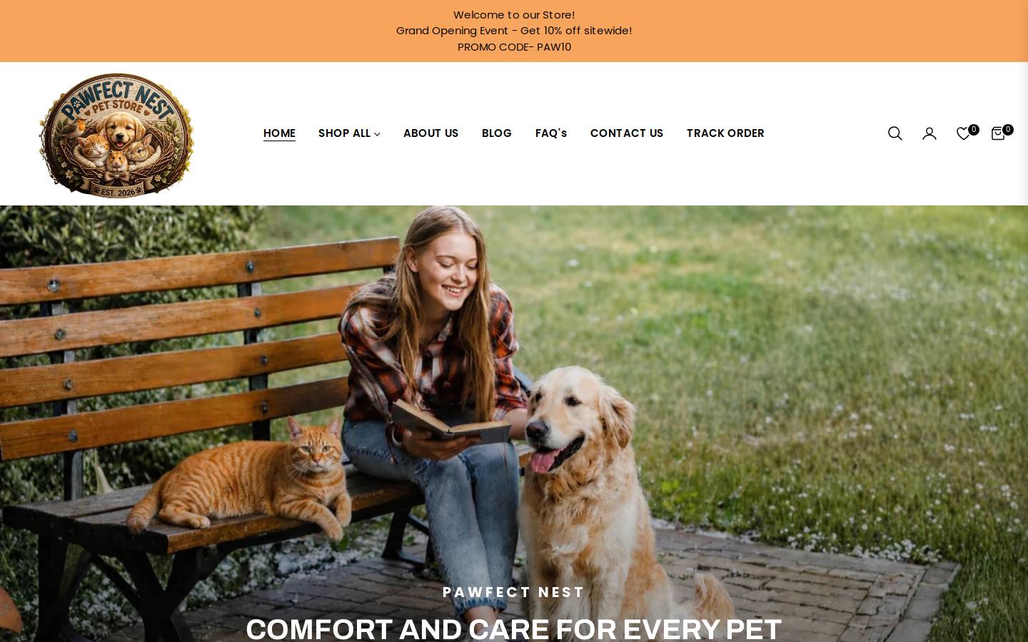 pawfectnest.com homepage screenshot
