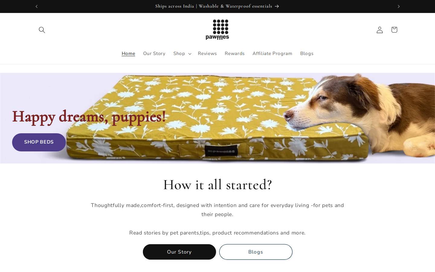pawffles.co.in homepage screenshot