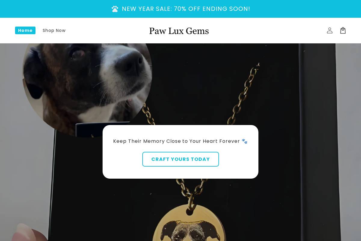 pawluxgems.com homepage screenshot