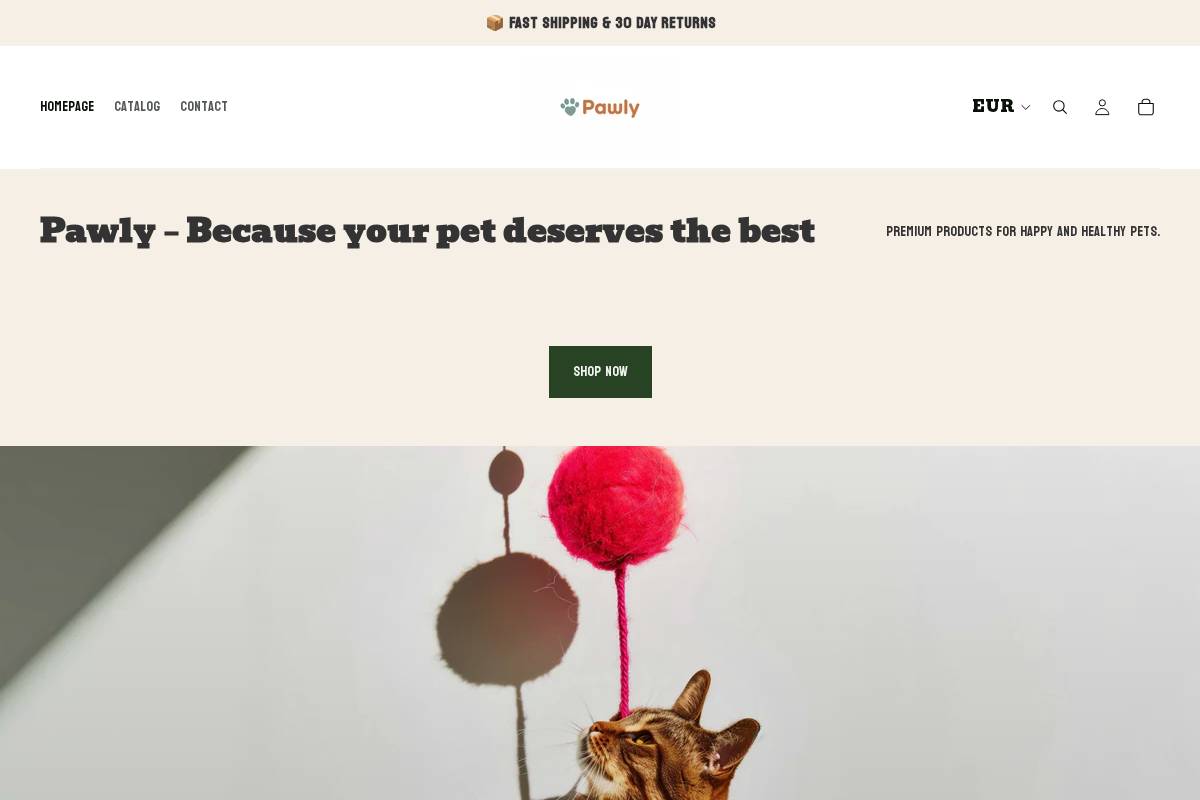 pawlypet.shop homepage screenshot