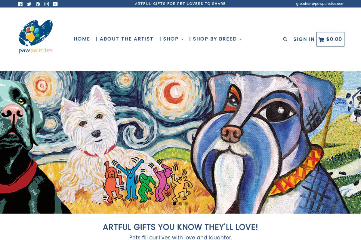 pawpalettes.com homepage screenshot