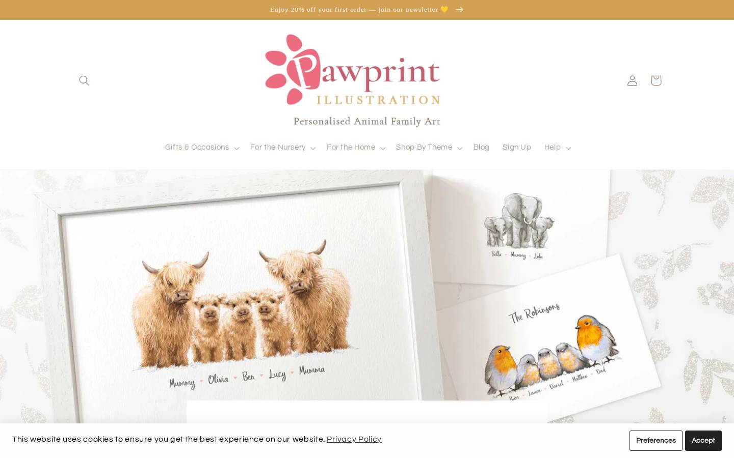 pawprintillustration.com homepage screenshot