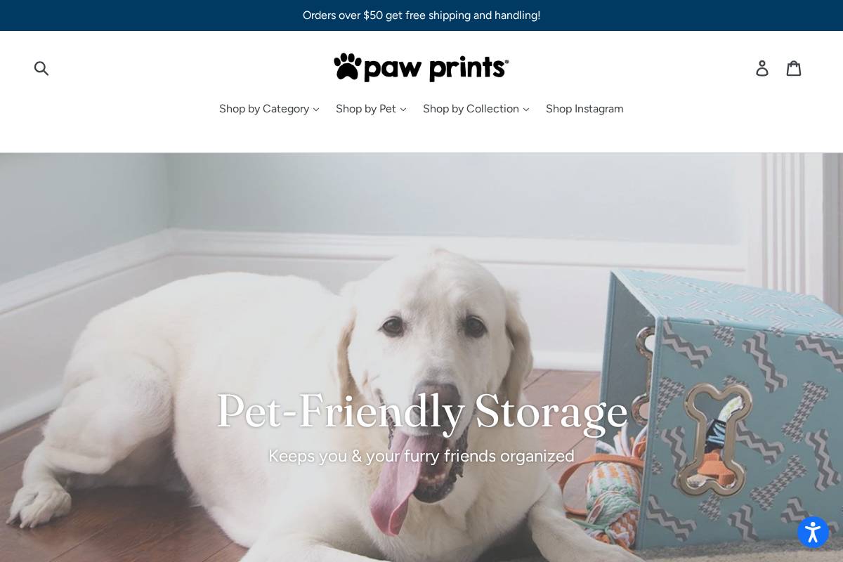 pawprintsproducts.com homepage screenshot