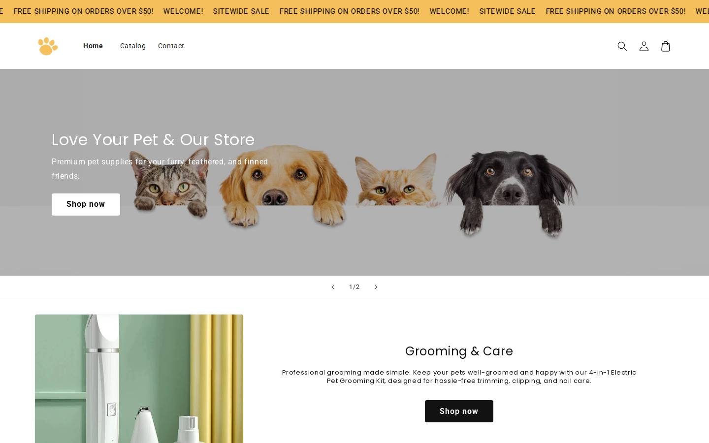 Pet Supermarket homepage screenshot