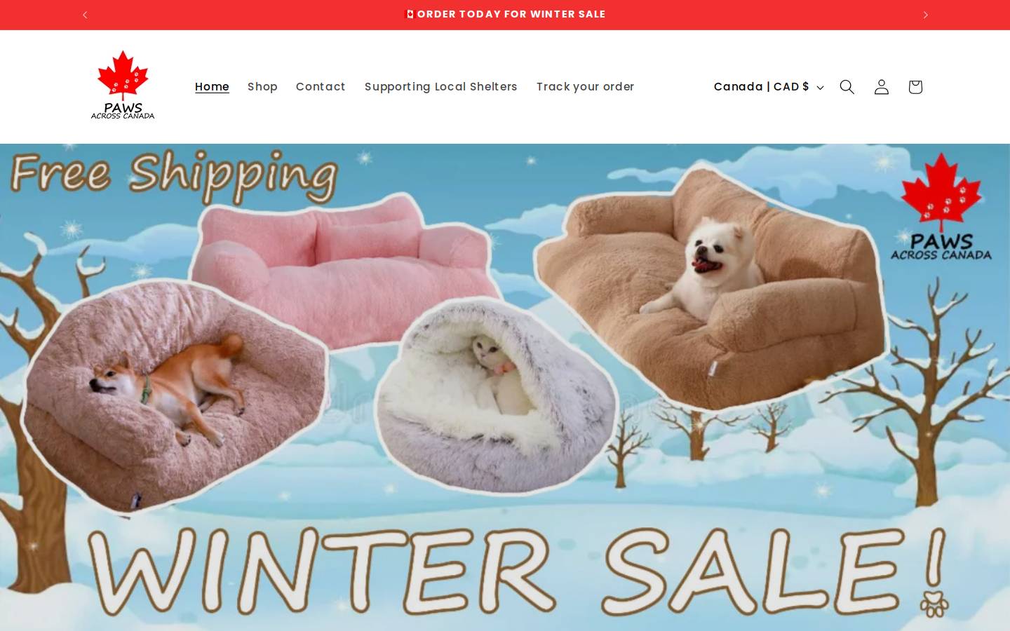 pawsacrosscanada.com homepage screenshot