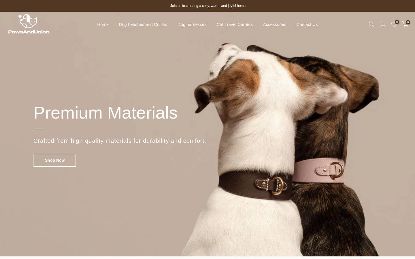 pawsandunion.com homepage screenshot