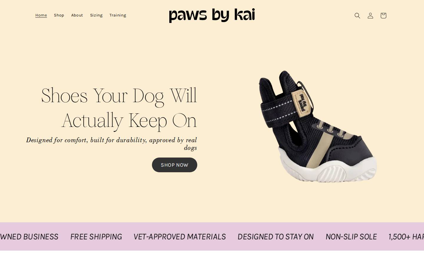 pawsbykai.com homepage screenshot