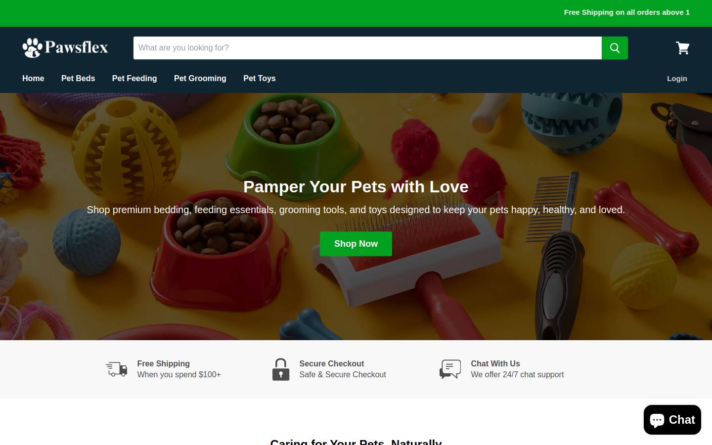 pawsflex.com homepage screenshot