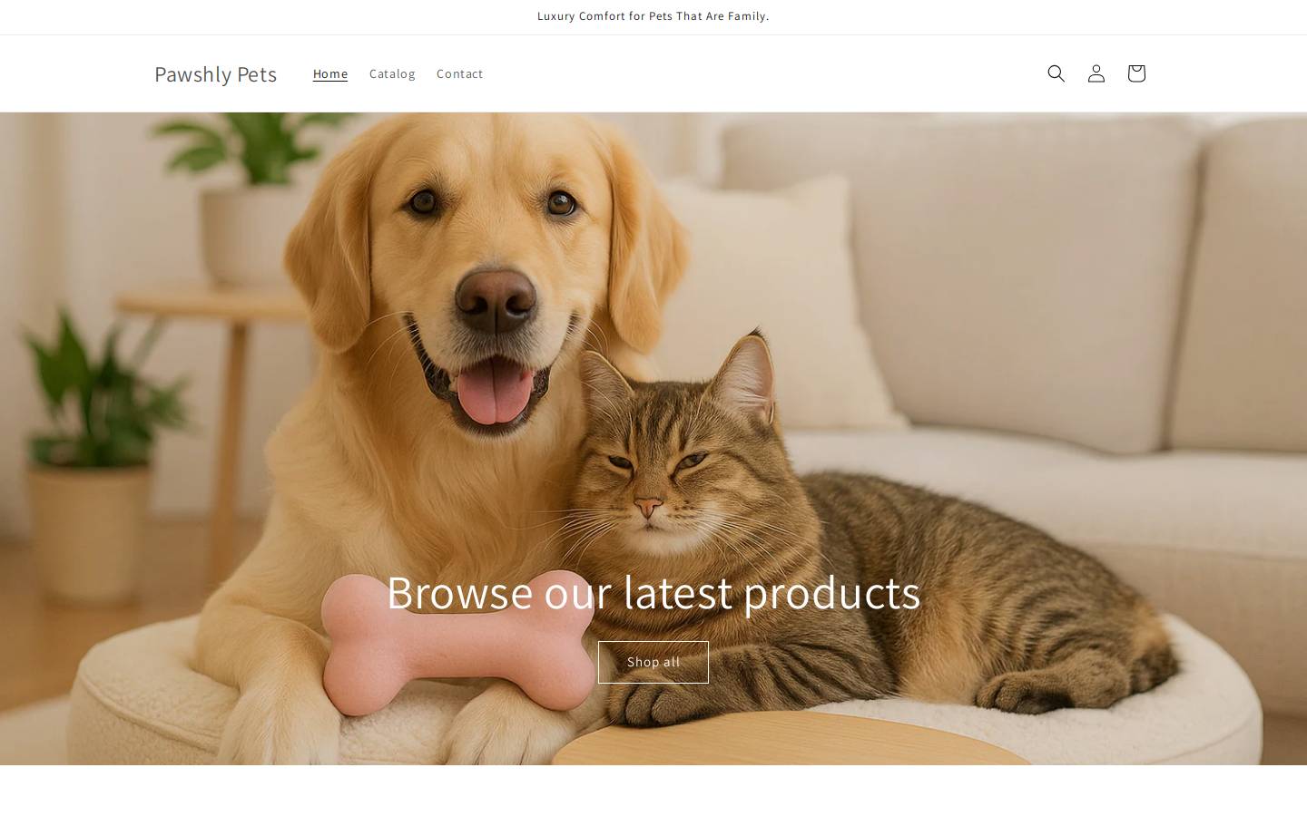 pawshlypets.com homepage screenshot