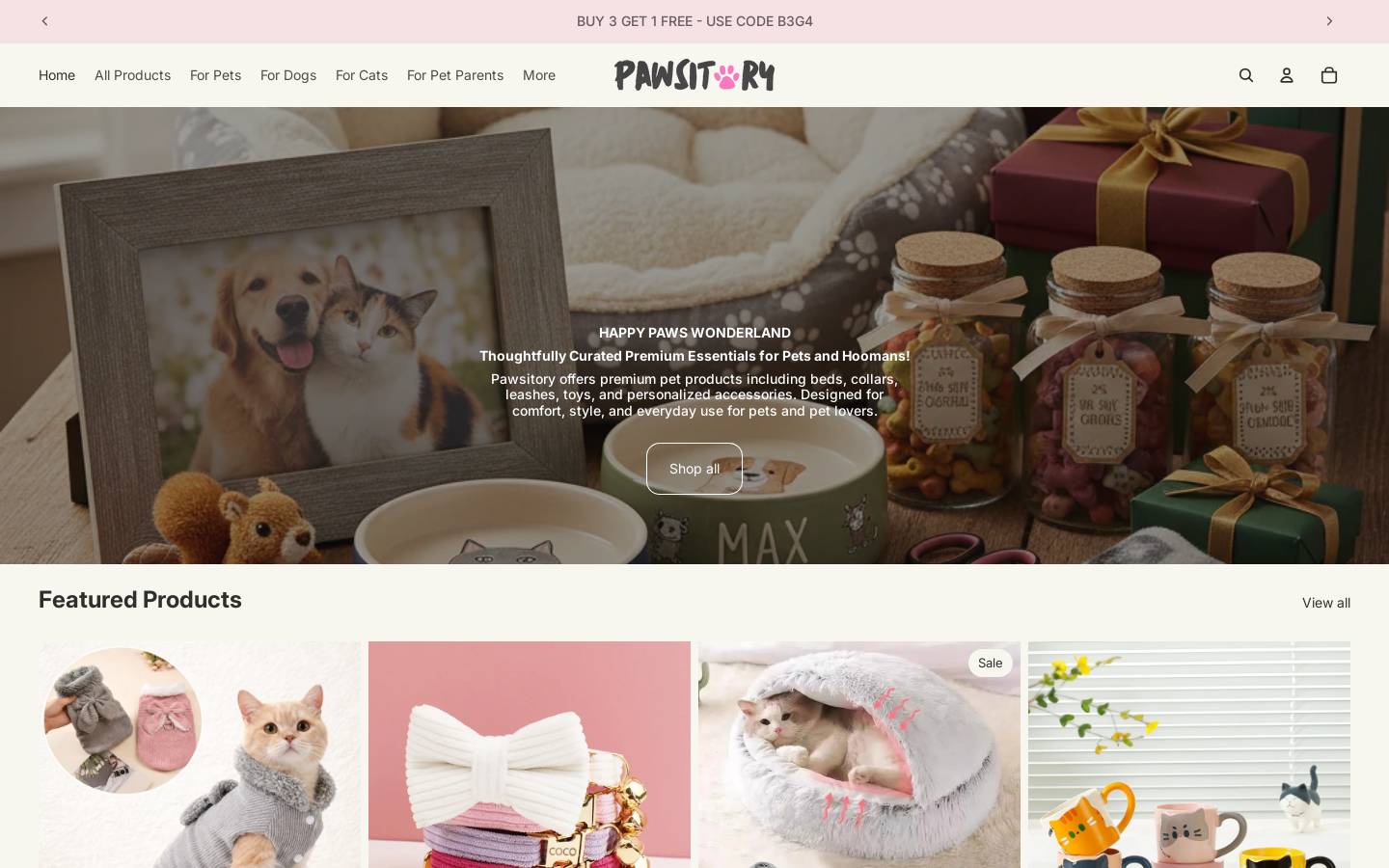 pawsitory.com homepage screenshot