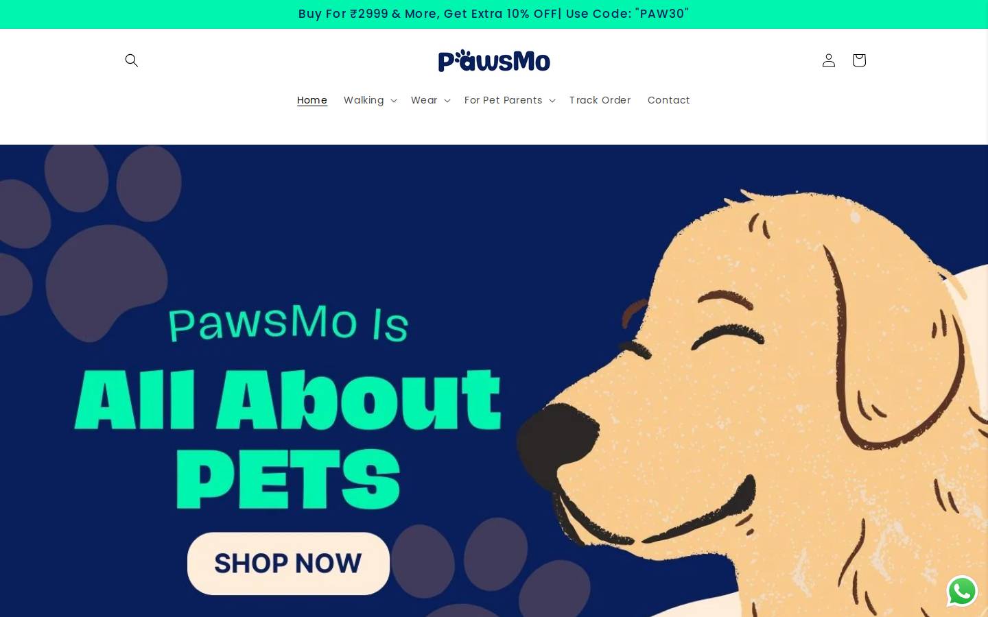 pawsmo.in homepage screenshot