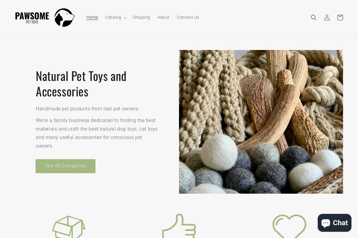 pawsomepettoys.com homepage screenshot