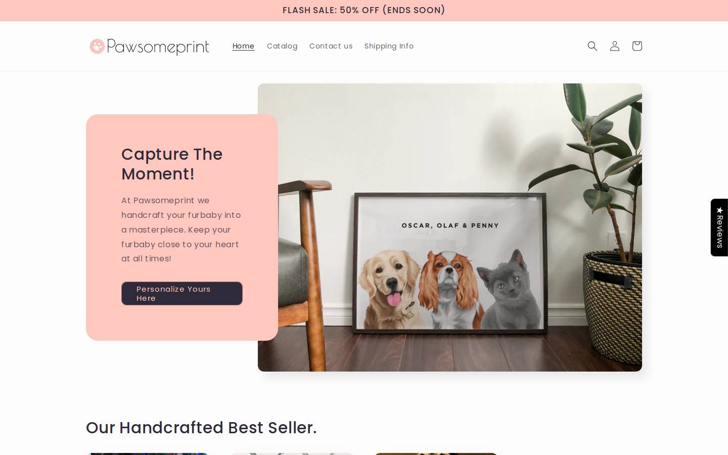 pawsomeprint.com homepage screenshot