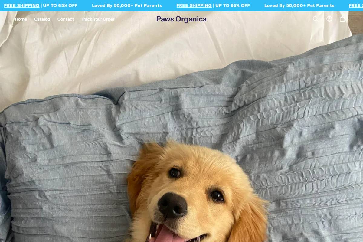 pawsorganica.com homepage screenshot