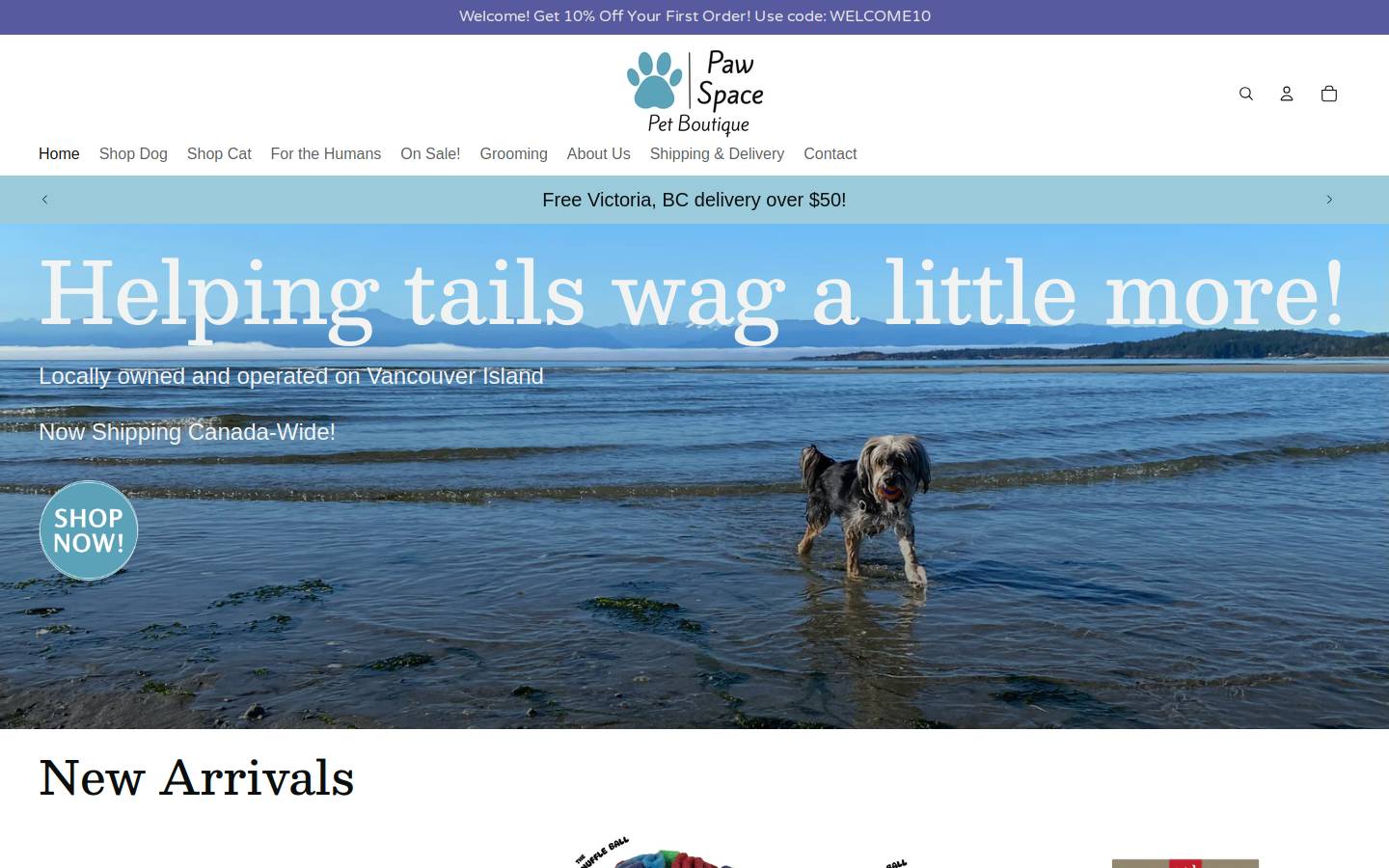 pawspace.ca homepage screenshot